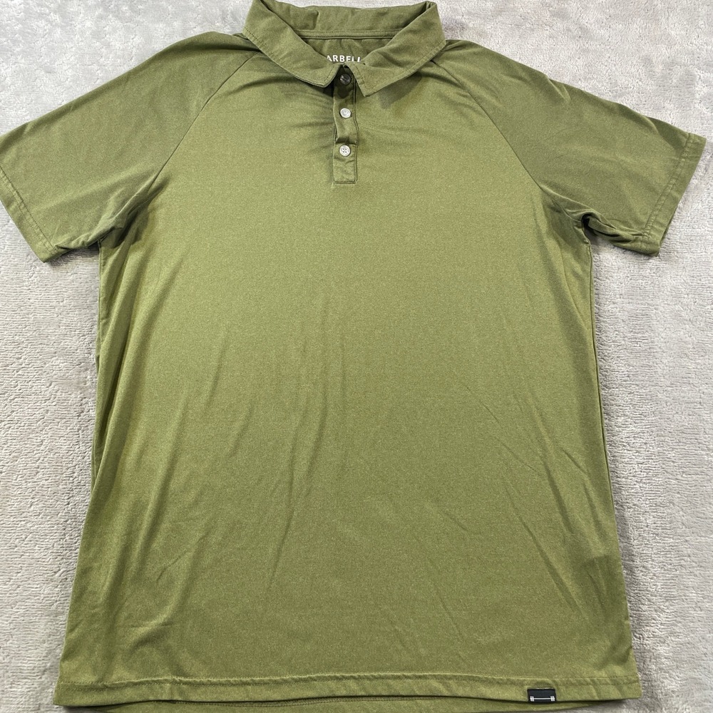 Barbell Apparel Polo Shirt Mens Medium Green Athletic Performance Preppy Casual